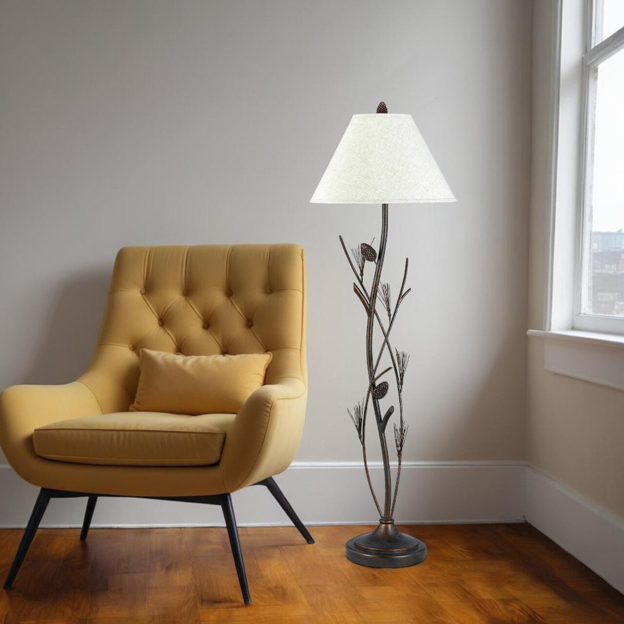 Edge Collections - 60" - Brown - Stylish Floor Lamp for Ambient Lighting - 1 Piece